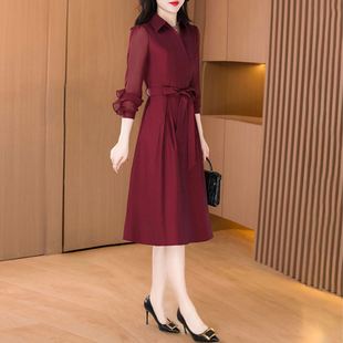 春秋长袖连衣裙子2025新款夏喜婆婆婚宴装妈妈礼服高端轻奢高级感