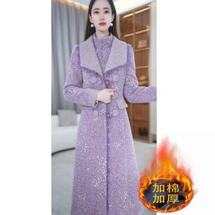 连衣裙2025新款今年流行爆款冬装高贵典雅加厚保暖显瘦大衣+裙子