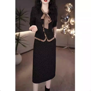 2025新款今年流行爆款上衣+裤子优雅气质时尚收腰显瘦套裤假两件