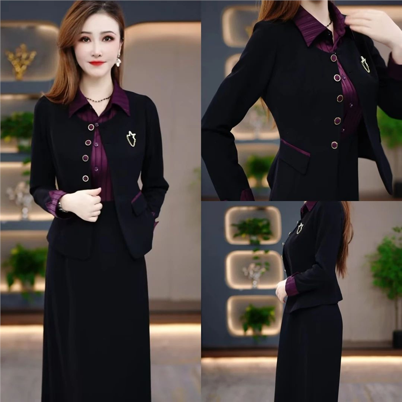 2025新款今年流行爆款女两件套秋季时尚连衣裙气质显瘦百搭收腰