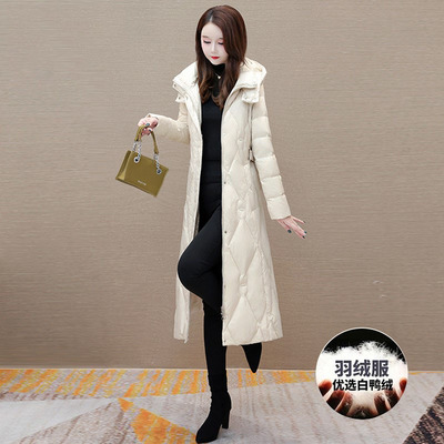 高端品牌奢华洋气修身轻薄白色九江羽绒服女士中长款冬季平湖妈妈