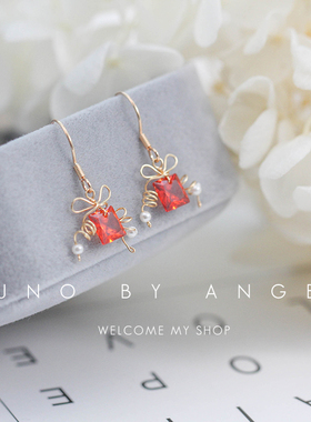 圣诞耳环礼物包红色韩国时尚手工小众设计感高级耳饰1143482-D625