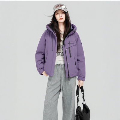 女短款派克脱卸内胆羽绒服翻新