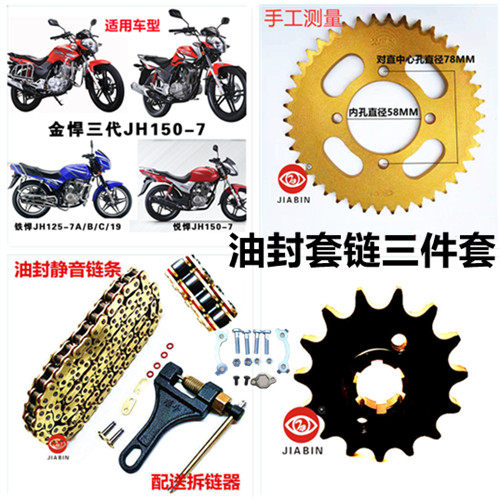 嘉陵金悍 铁悍悦悍 JH125/150-7 JH125-19摩托车油封链条链盘套链