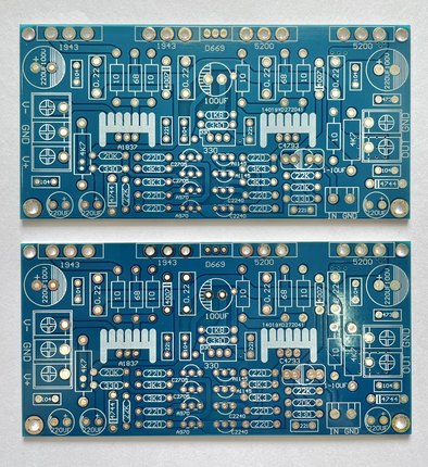 单声道200W功放板1943+5200大功率 东芝对管后级 PCB空板 一对价