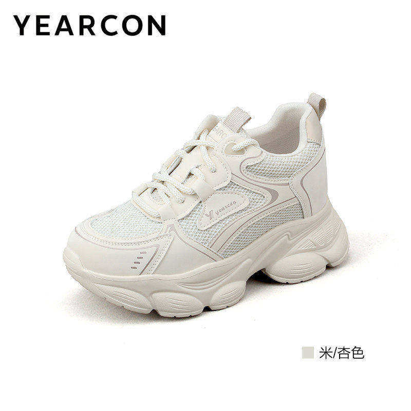 意尔康女鞋新款春季网面透气老爹鞋厚底日常运动休闲鞋47851U