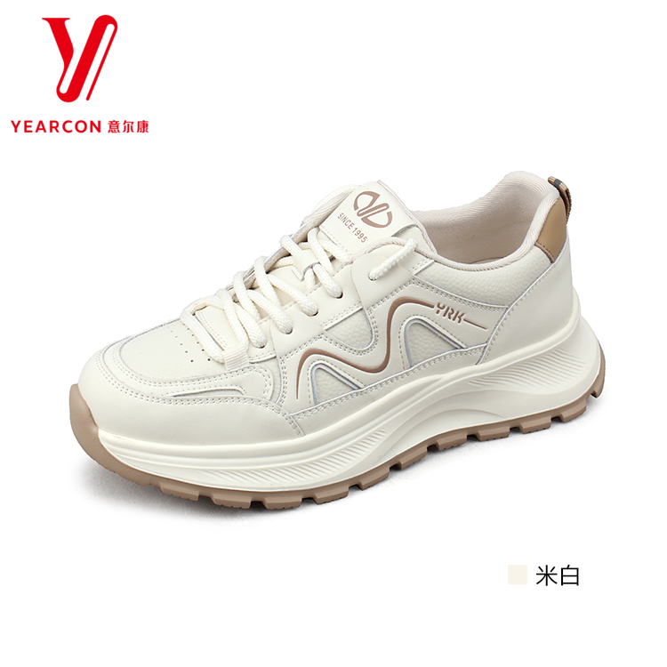 意尔康女鞋2025新款休闲鞋浅色