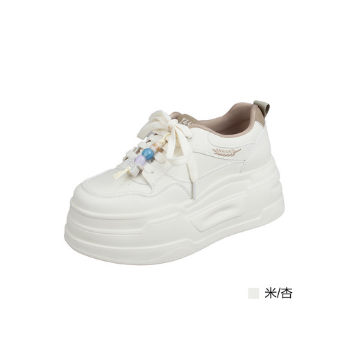 意尔康女厚底增高舒适小白鞋