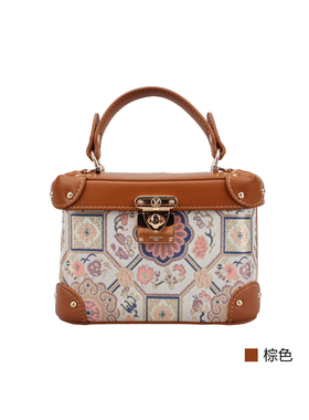 意尔康女包2026春季新款女士小方包复古印花单肩斜挎包61Y25056