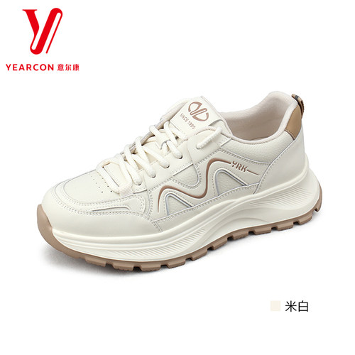 意尔康女鞋2025新款休闲鞋浅色