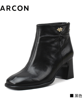 意尔康女鞋2025冬季新款时尚百搭女鞋高帮粗跟时尚女靴12867Y