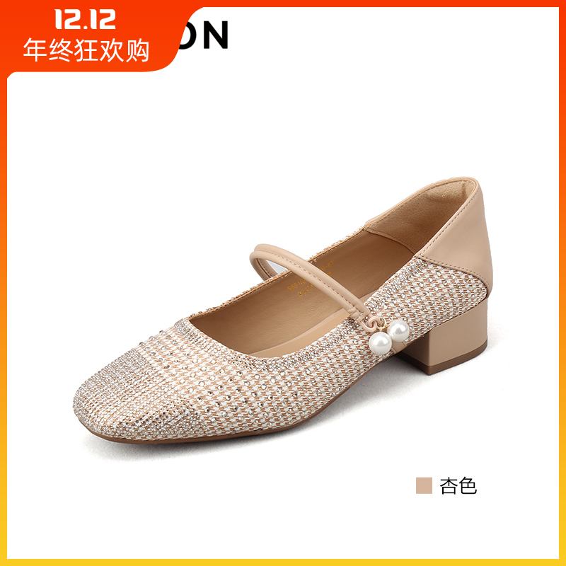 意尔康女鞋2025秋季新款方头法式