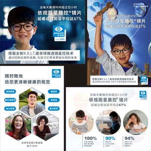 镜片海报眼镜店广告画儿童眼镜海报贴纸背胶防水高清