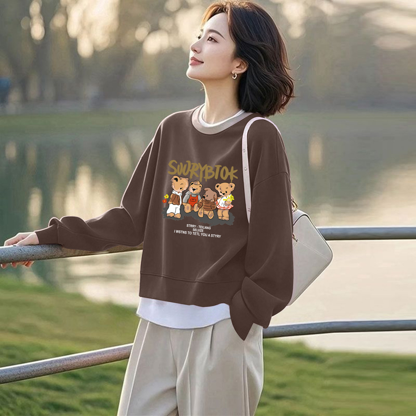 外贸品牌正品纯棉假两件时尚长袖卫衣女春秋减龄显瘦休闲拼色上衣,女装/女士精品,大码内搭,淘宝优惠券,粉丝福利购,淘宝优惠卷