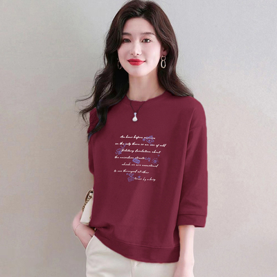 100%纯棉时尚七分袖t恤女