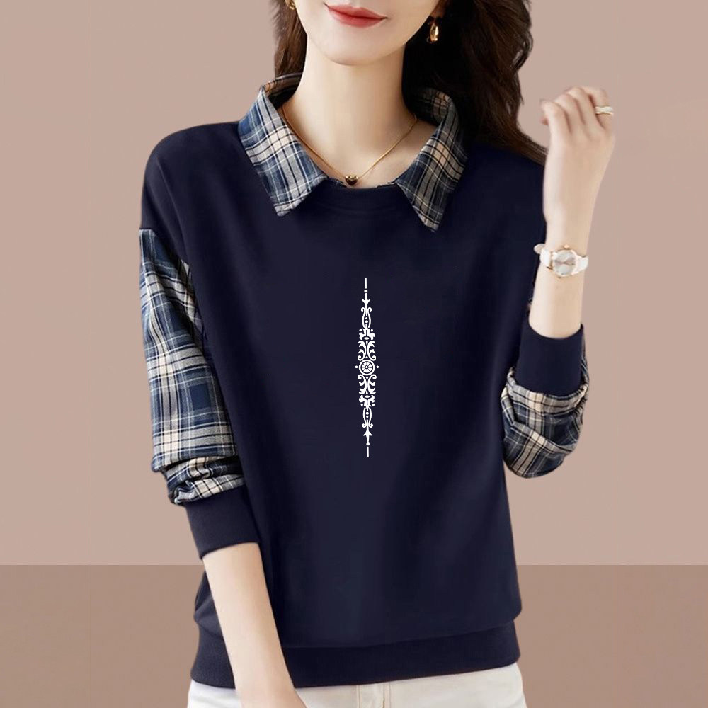 纯棉时尚POLO领长袖卫衣女