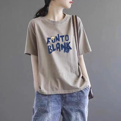 100%纯棉休闲上衣女T恤夏