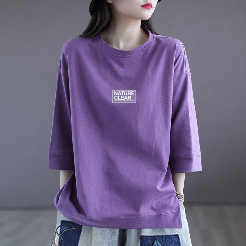 夏季纯棉上衣女休闲显瘦T恤衫