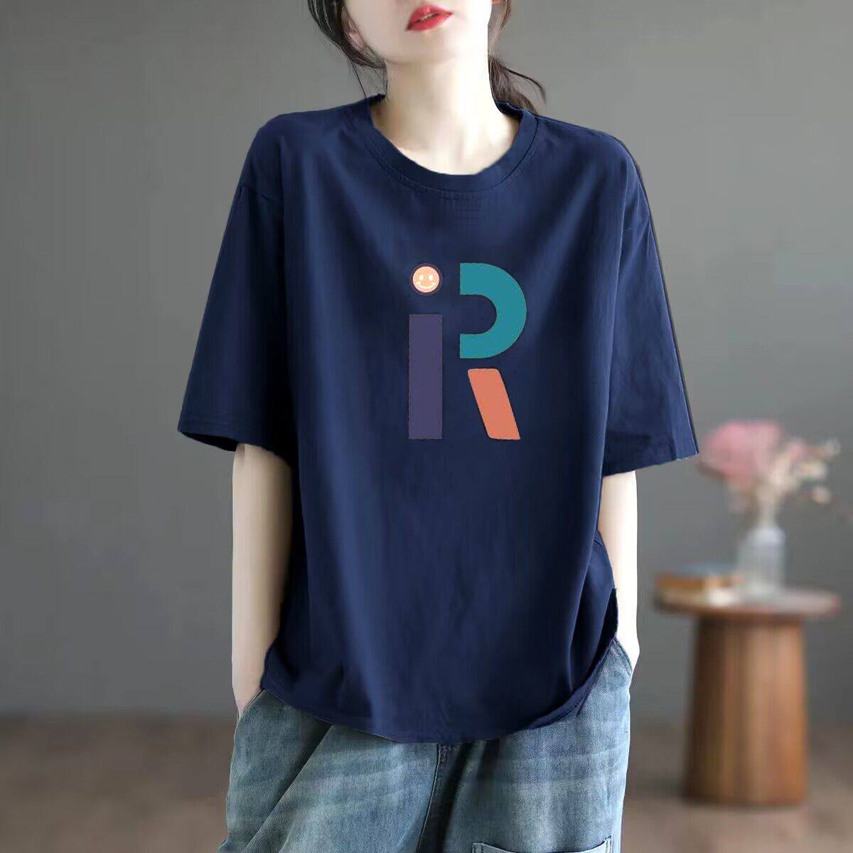 清仓捡漏~大牌折扣剪标出口女装时尚印花短袖夏休闲显瘦纯棉t恤衫