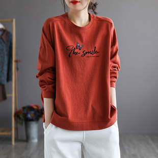 气质减龄显瘦上衣 卫衣女春秋款 专柜清仓外贸出口纯棉时尚 印花长袖