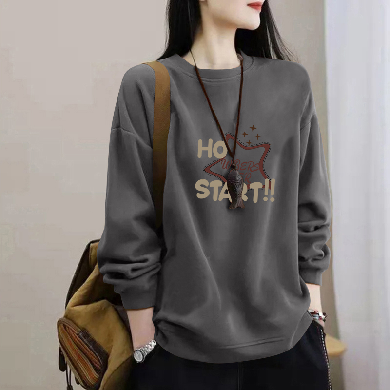 纯棉时尚印花长袖卫衣女