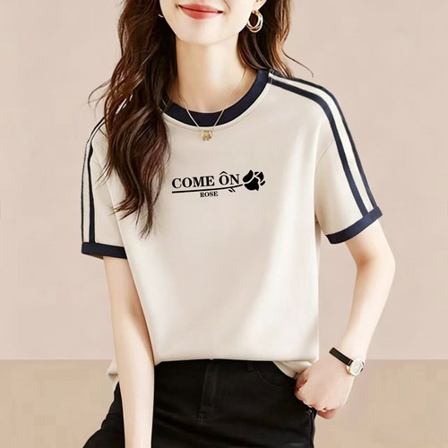 100%纯棉短袖印花t恤女