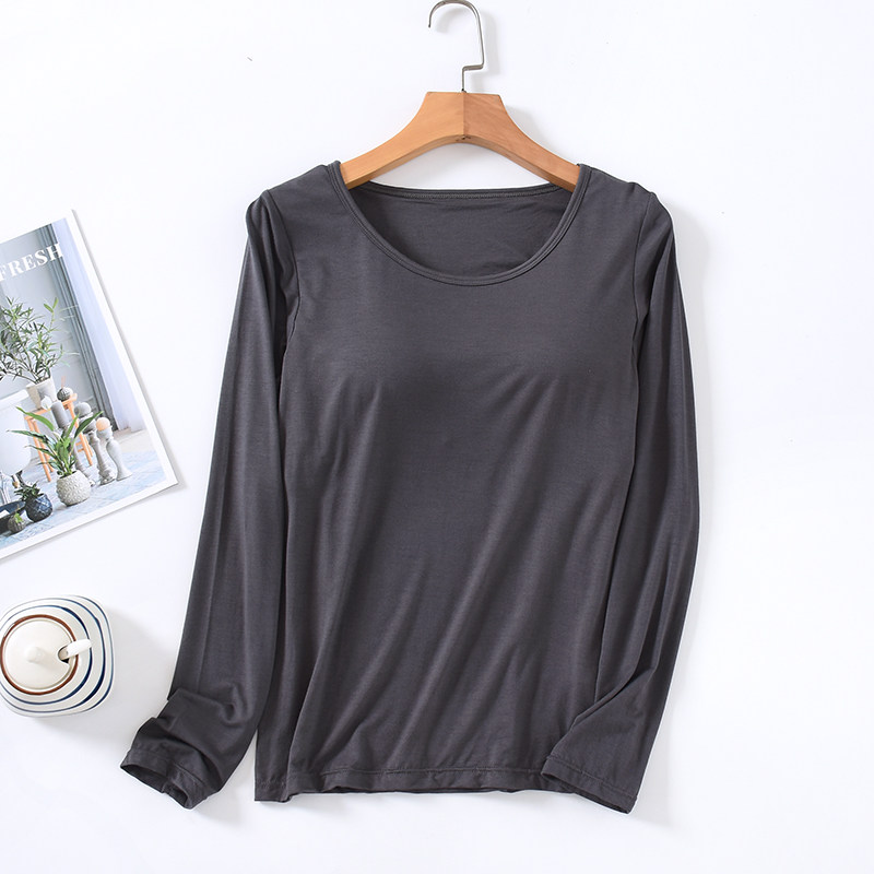 莫代尔女士带罩杯长袖圆领t恤薄款春夏季休闲睡衣家居服可外穿冬,女士内衣/男士内衣/家居服,睡衣上装,淘宝优惠券,粉丝福利购,淘宝优惠卷