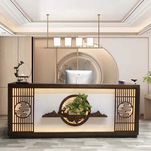 新中式收银台吧台前台接待台包邮
