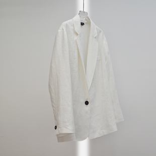 极简老钱风100%亚麻廓形西装女春薄款oversize服休闲高端外套宽松