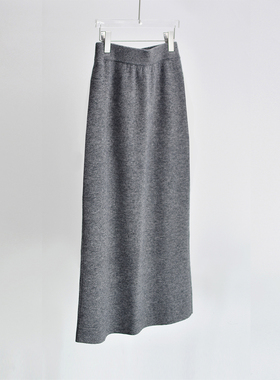 显比例随性纸片人 羊绒羊毛针织半身裙女秋冬中长款a字薄毛呢极简