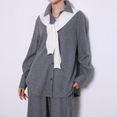 静奢极简风针织精纺羊毛衬衫 松紧腰阔腿神裤 套装 女秋冬宽松衬衣