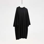 松弛感空气 高端黑色 棉麻上衣中长款 汉麻桑蚕丝大t恤宽松短袖 大码