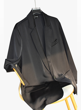 版型好！气质女神廓形缎面三醋酸西装宽松高端薄款轻奢显瘦秋大码