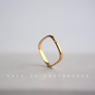 VIA途经网红小方戒不褪色钛钢简约百搭素圈戒指方形男女情侣对戒