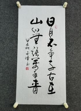 书法字画定制手写真迹毛笔字日月不争千古在山川不语万古青