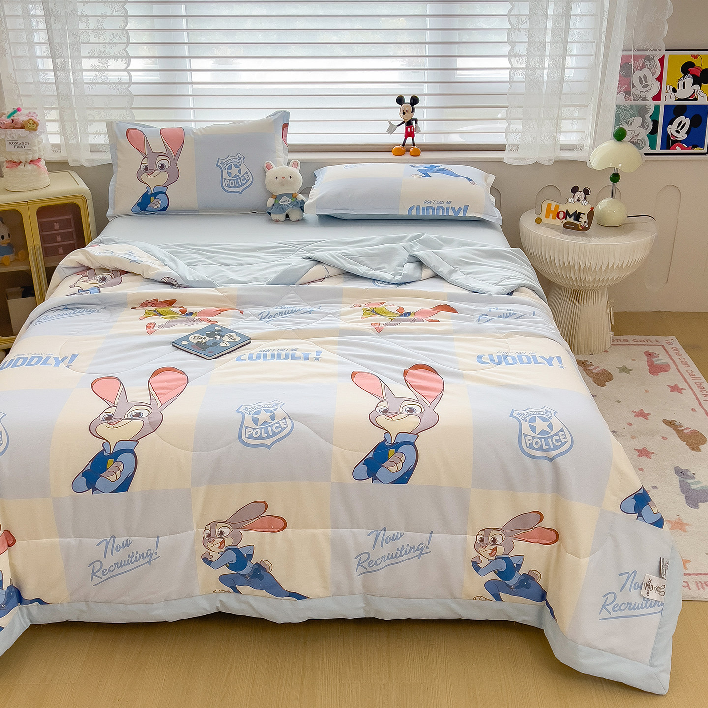 兔子朱迪全棉夏凉被新疆棉花空调被子米奇幼儿园单双人宿舍