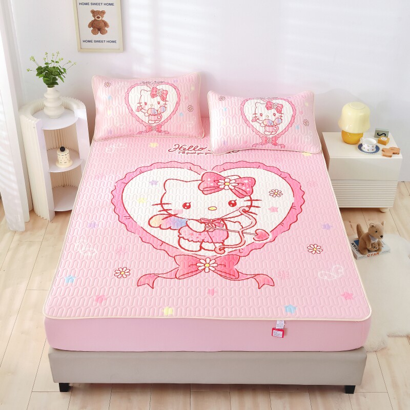 床笠款乳胶凉席卡通女孩凯蒂猫HelloKitty0.9m1.35三丽鸥空调席子