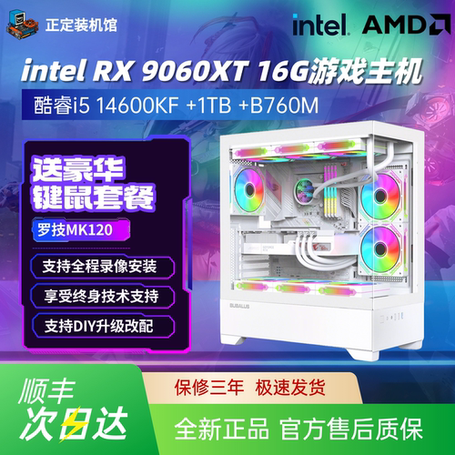 RX 9060 XT游戏主机245KF/225f游戏电竞16G台式DIY电脑组装机