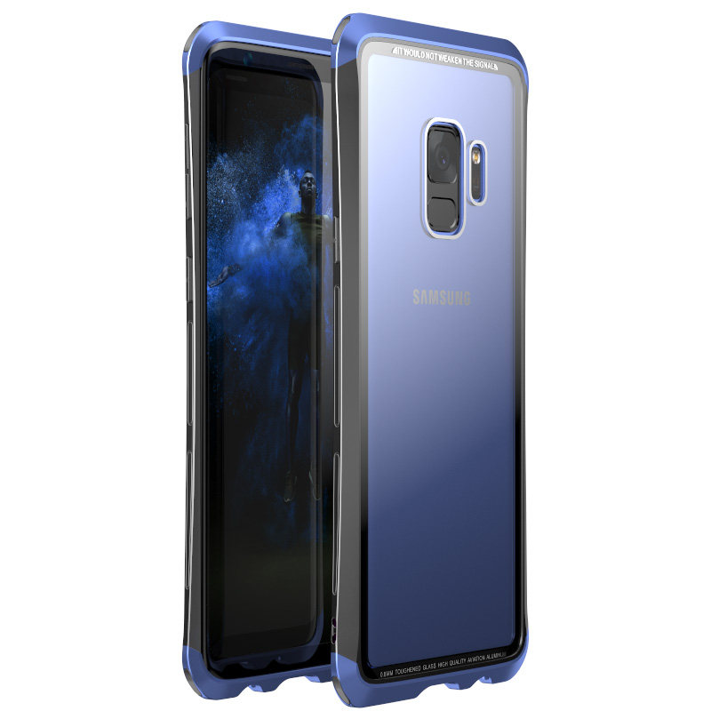 Luphie Nunchaku Airframe Metal Frame Air Barrier Tempered Glass Back Case Cover for Samsung Galaxy S9 Plus & Samsung Galaxy S9