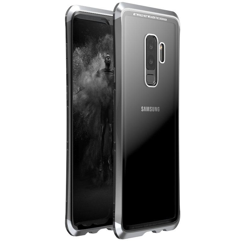Luphie Nunchaku Airframe Metal Frame Air Barrier Tempered Glass Back Case Cover for Samsung Galaxy S9 Plus & Samsung Galaxy S9