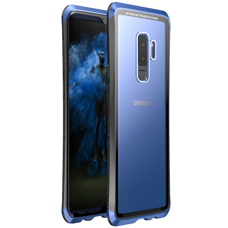 Luphie Nunchaku Airframe Metal Frame Air Barrier Tempered Glass Back Case Cover for Samsung Galaxy S9 Plus & Samsung Galaxy S9