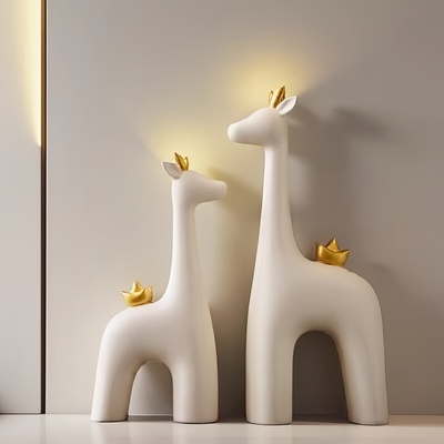 办公室桌面背景装饰品鹿摆件一对