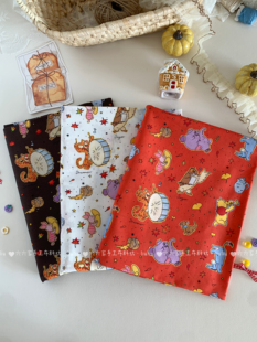 全棉40支印花布可爱卡通动物音乐聚会服装发饰包包手作diy布料