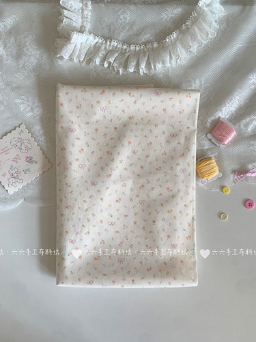 全棉40支印花布ins蝴蝶结小碎花布家居服发饰发圈童装布diy布料