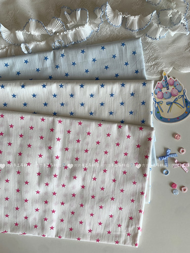 全棉40支印花布韩系ins星星家居服发饰童装包包手工diy布料