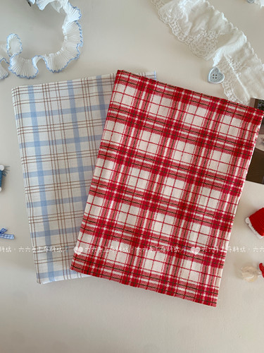 全棉40支印花布韩系复古清新ins设计感格纹服装发饰包包diy布料