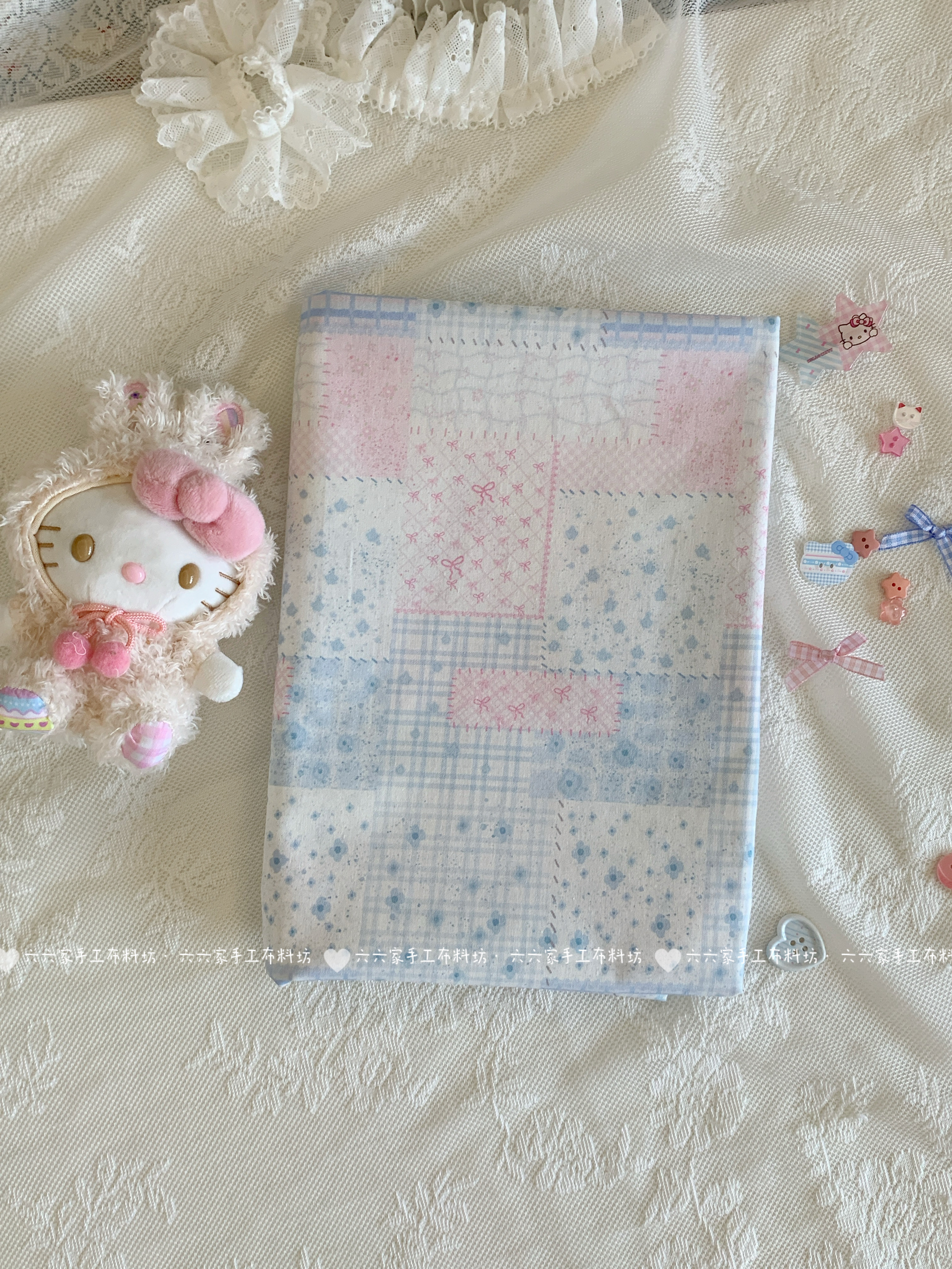 六六家全棉40支印花星星蝴蝶结布料家居服发饰童装包包diy布料