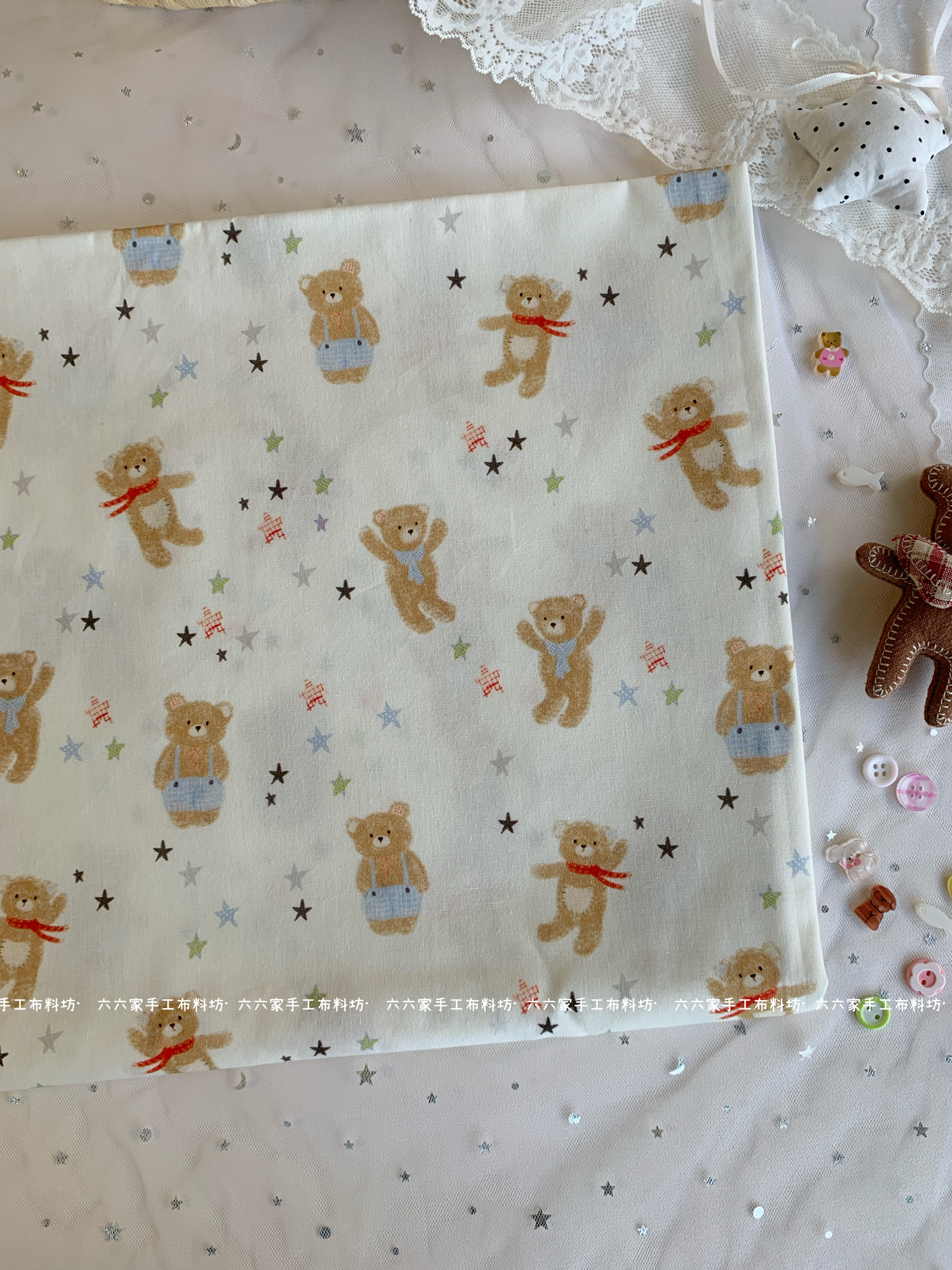 全棉40支印花布可爱星星围巾背带裤小熊服装发饰包包手工diy布料,居家布艺,海绵垫/布料/面料/手工diy,淘宝优惠券,粉丝福利购,淘宝优惠卷