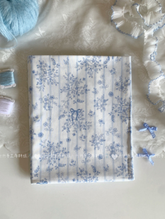 全棉40支印花布韩系复古青花花墙蝴蝶结家居服发饰童装布diy布料