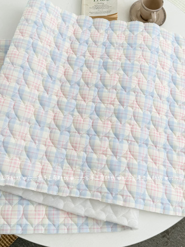 六六家全棉印花绗棉布料撞色格子面料家居服发饰童装包包diy布料